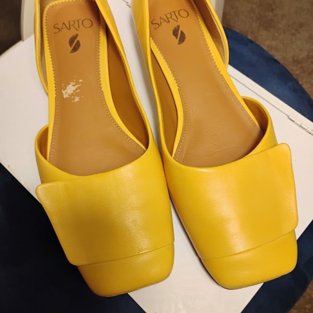 Franco Sarto Yellow Leather Square Toe Flats 8.5M - Picture 4 of 8